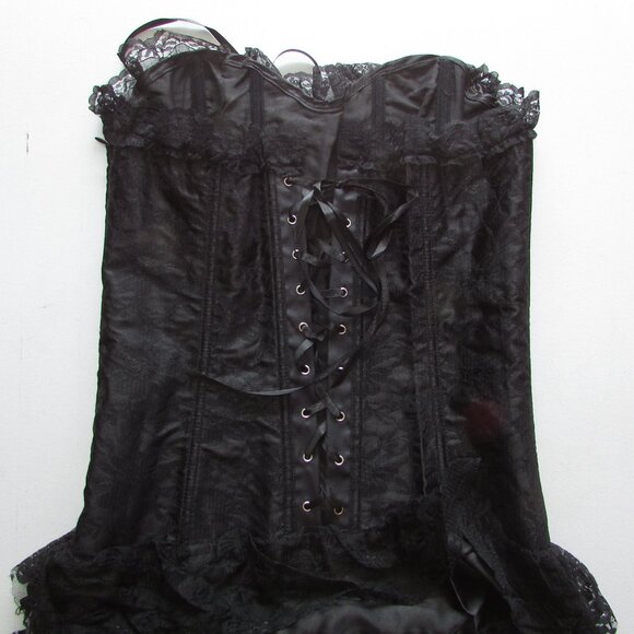Black Jacquard Lace Ruffle Skirted Corset Dress - NEW - Picture 11 of 13